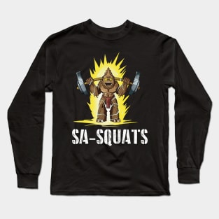 Sasquatch Squats (Sa-Squats)(White Text Variant) Long Sleeve T-Shirt